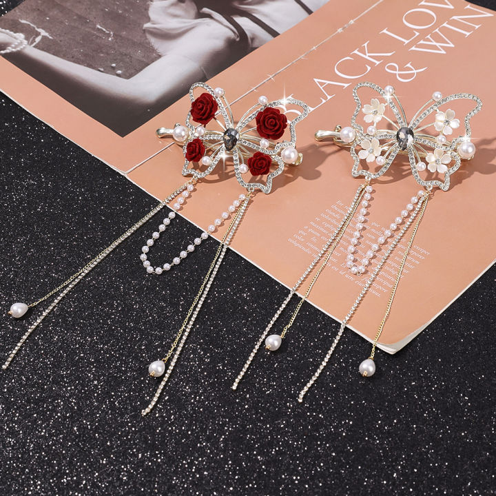 New%20Retro%20Fashion%20Red%20And%20White%20Flower%20Butterfly%20Tassel%20One%20Word%20Hair%20Clip%20Elegant%20Accessories%20For%20Women%20-%20Image%205