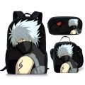 Bandai Naruto School Bag Printed Lunch Bag Pencil Case Backpack Three-piece Set Gifts Backpack Lightening Zipper Shoulders. 
