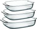 Fenix  Oven Proof Glass Serving Dish- Transparent 3 Pcs Set. Oven Use And Serving Dish And Bakeware.. 