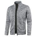 Men Fall Winter Sweater Coat Zipper Pockets Knitted Thin Cardigan Stand Collar Long Sleeves Solid Color Daily Wear Men Jacket.