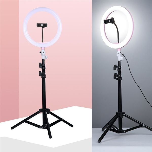 LED Ring Light 10-inch with Tripod Stand Selfie Ringlight Video Photpgraphy Lamp for Youtube Makeup Video Live Lighting Shooting