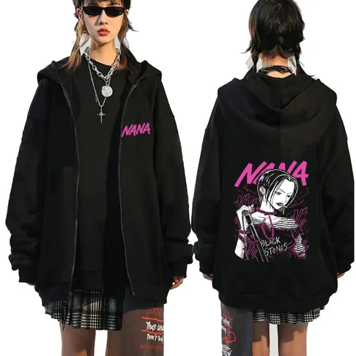 Anime Nana Osaki Zipper Hoodie Men's Harajuku Oversized Zip Up Sweatshirt Fashion Fleece Pullover Hooded Unisex Loose Streetwear
