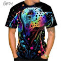 New Colorful Animal 3D Printing T-shirt Tiger Panda Dinosaur And Many Other Ai Animal Fashion Unisex Hip-hop Short-sleeve Tshirt. 