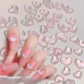 1Bag 3D Transparent Love Heart Charm For Nail Art Decoration Clear Resin Nail Charms Rhinestone Jewelry for Manicure Accessories. 