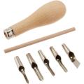 Lino Block Cutting Rubber Stamp Carving Tools with 5 Blade Wood Handle Printmaking Carving Tools Set.
