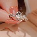 Crowning Love, Couple Rings, Four Prongs, 1 Carat Zircon Diamond Rings, Pair of Wedding Rings for Men and Women, Crown Open Pair Rings. 
