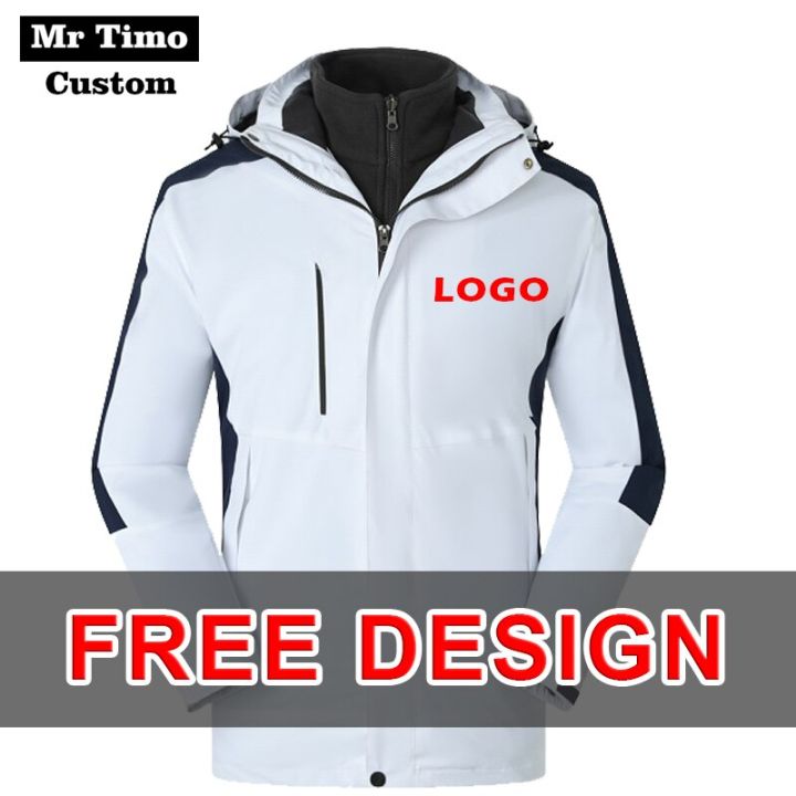 2021 Winter Men's High-end Hooded Jacket Custom Logo Waterproof Windbreaker Team Customize Print