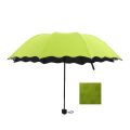 Ladies'sunshine umbrella blossoms in water changes color parasol umbrella triple fold black rubber sunscreen UV woman umbrellas.