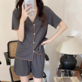 Comfortable Women's pajamas Trendy Tops and shorts Two-piece Pajama set Soft fabric Deep V-neck Sleepwear for Summer Female.