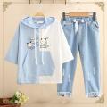 Junior and middle school students2022New Girl Student Summer Leisure Sports Suit Middle School Student Loose Two-Piece Suit. 