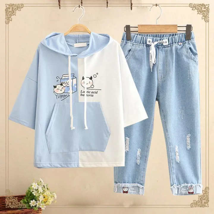 Junior%20and%20middle%20school%20students2022New%20Girl%20Student%20Summer%20Leisure%20Sports%20Suit%20Middle%20School%20Student%20Loose%20Two-Piece%20Suit%20-%20Image%204