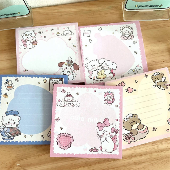 50 Sheets Kawaii Cat Sticky Note Girl Planning Daily Memo Pad School Supplies Self-adhesive Message Notepad Stationery