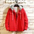 Denim Jacket Men Hooded Casual Men Jean Jackets Streetwear Solid Color Turn Down Collar Denim Coats Men Jacktes.