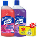 (Buy 2 Get 1 Free) Lizol Disinfectant Floor & Surface Cleaner 2 X 500ml Floral & Lavender + Trix Lemon Dishwash Bar 300g Free. 