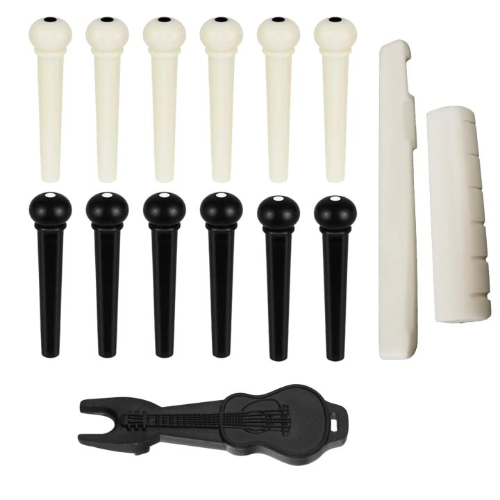Full Set Acoustic Guitar Bridge Pins, Saddle And Nut with String remover