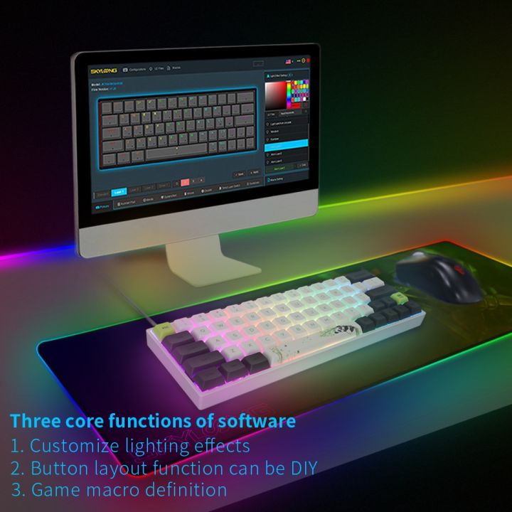 Skyloong SK64 PANDA RGB Mechanical Keyboard | Hotswappable | (Color:white switch:Blue)plug and play with computer or xbox or console