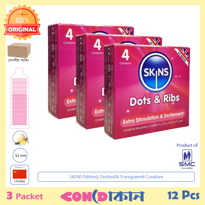 Skin Packaging For Ribs SKINS Dots & Ribs 3 pack (12 pcs) | Daraz.com.bd