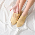 5 Pairs Women Non-slip Socks Invisible Summer Solid Color Mesh Ankle Boat Socks Silicone Female Cotton Slipper No Show Socks. 