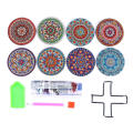 painting technique painting coasters Handmade Beginner-friendly 8 pcs set DIY mandala coasters Mandala design With holder Art craft coasters for Home decor Craft projects Gifts for art enthusiasts.
