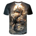 Men's summer new Dragon 3D printed pattern T-shirt Sports casual O collar short sleeve top hip hop Harajuku T-shirt. 