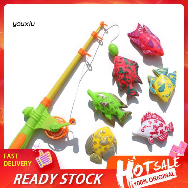 ♛YEWJ 7Pcs Magnetic Fishing Rod Fish Models Catching Game