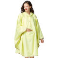 Women's Stylish Polyester Waterproof Rain Poncho Cloak Colorful Raincoat with Hood Zipper and Big Pocket on Front..