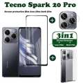 Tecno Spark 20 Pro Tempered Glass Tecno Spark 20C Screen Protector Tecno Spark 20 Camera Lens Protector Full Cover Screen Matte Privacy Glass 3In1 Carbon fiber back film.