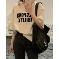Pure Cotton American Vintage Letter Print Short Sleeve T T-shirt Women's Summer New Loose Leisure All-Matching Half Sleeve Shirt Fashion.