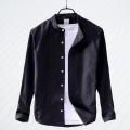 Men Shirt Band Collar| Black Solid Cotton | Mandarin Collar. 