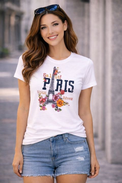 Pink%20&White%20Fashionable%20Tops%20Ladies%20Short%20Sleeve%20Casual%20Girls%20Print%20%20New%20T-Shirt%20For%20Women%20-%20Image%202