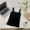 Autumn and Winter New Thickened Fleece-Lined U Collar Thermal Underwear Warm Vest Women's Underwear Base Shirt with Chest Pad.