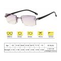 Rimless Eyewear Blue Light Blocking Ultralight Progressive Multifocal Presbyopia Eyeglasses Reading Glasses Diamond-cut.