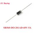 15Pcs Diode SR560 60V 5A Schottky Barrier Rectifier Diode SR 560 Silicon Junction Diode DO-27 Through Hole Mount Package.