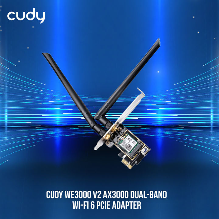 Cudy WE3000 V2 AX3000 Dual-Band Wi-Fi 6 PCIe Adapter - Dual-Band AX3000 Wi-Fi 6 - Bluetooth 5.2 - Intel AX200 WiFi 6 Module -  Compatible with Windows 10/11 64-bit