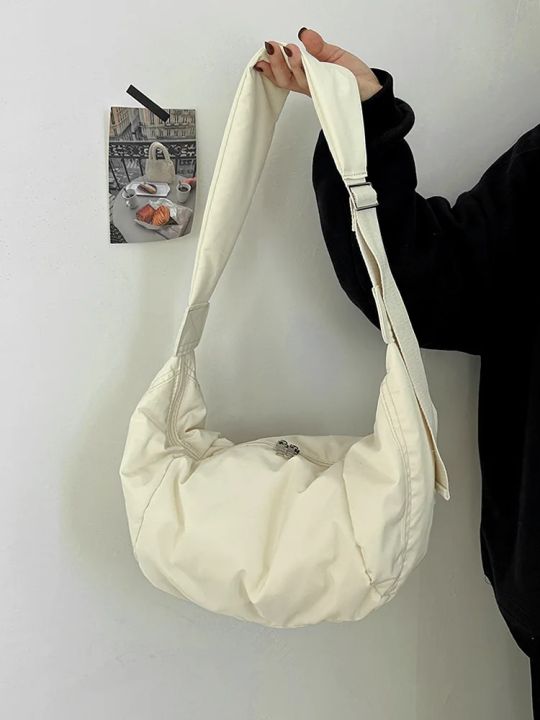 Nylon Black Grunge Crossbody Bag Unisex Korean Y2k Sling Bags Fashion Hiking Travel Bag Vintage Satchel Casual Men Chest Bag New