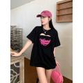 Calolay Sweet Hot Girl Hollow Heart Short SleeveTT-shirt Women's2022Summer New Korean Style Mid-Length Loose Top.