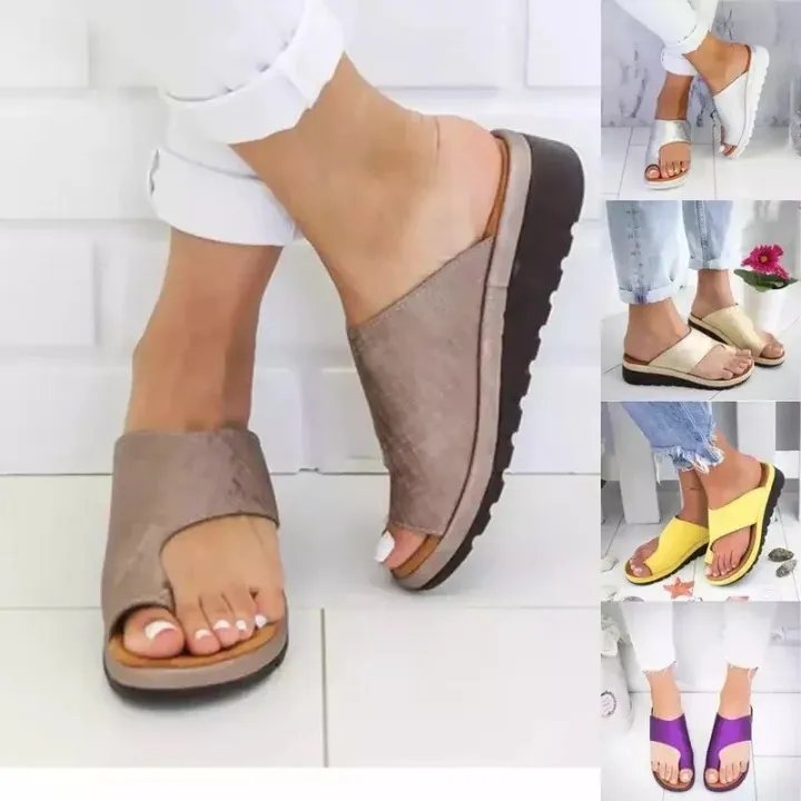 Women%20Summer%20Sandals%20Comfy%20Platform%20Flat%20Shoes%20Sole%20Ladies%20Casual%20Soft%20Big%20Toe%20Foot%20Sandal%20Orthopedic%20Bunion%20Corrector%20Slippers%20-%20Image%202