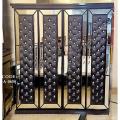 A-0658 Mirrored Glass Model Leather 4Palla / 4Door / 2Part Almirah.