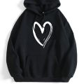 Cross-border European and American fashion casual love print loose hooded back bag collar velvet sweatshirt jacket spring and autumn women's top. 
