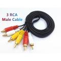 AV CABLE 3RCA 3 RCA Male AUDIO VIDEO Cord Composite Yellow/Red/White TV DVD(1.5m). 