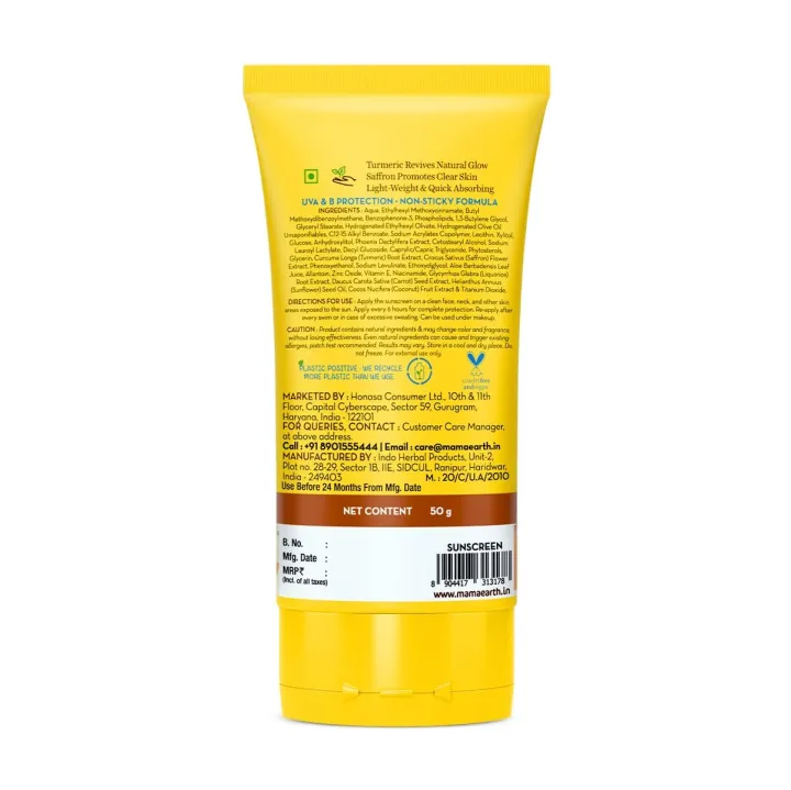 Mamaearth%20Ubtan%20Detan%20Sunscreen%20with%20Turmeric%20&%20Saffron%20SPF%2050%20&%20PA++++%20for%20UVA/B%20Protection%20Tan%20Protection%20Brightens%20Skin%2050%20g%20-%20Image%202