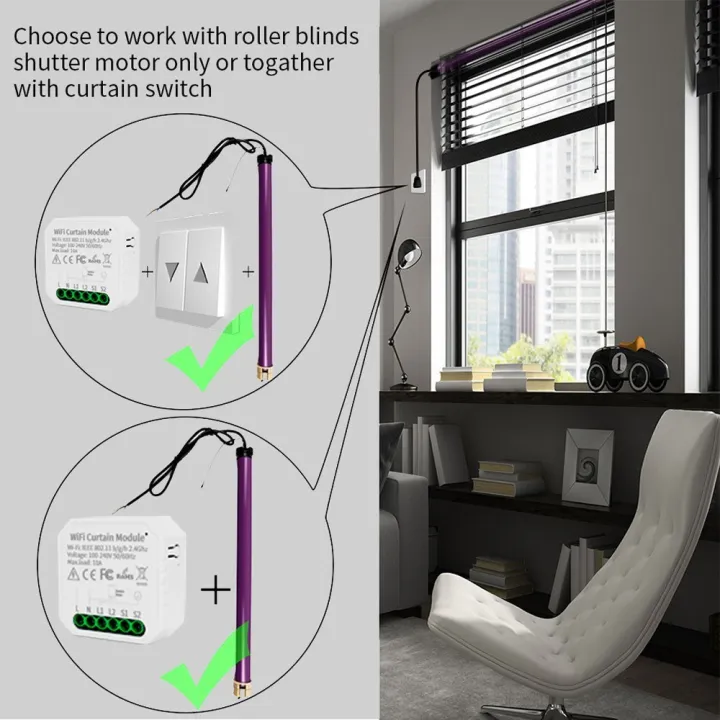 4pcs%20Tuya%20WIFI%20Intelligent%20Curtain%20Module%20Switch%20Mobilephone%20Remote%20APP%20Control%20Compatible%20with%20Alexa%20and%20Google%20Assistant%20for%20Voice%20Control-white%20-%20Image%205