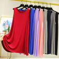 Large Size Modal Nightdress Women's Summer Thin Loose Sleeveless Dress plus-Sized Pajamas Vest Dress round Neck Casual Skirt. 