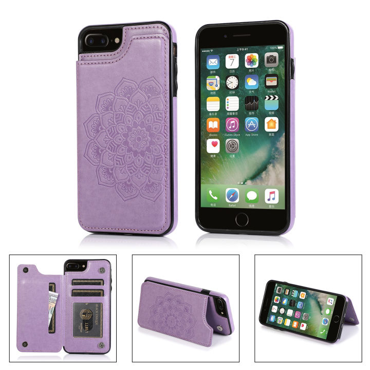 Applicable iPhone15 Phone Case Mandala Embossed Mobile Phone Leather Case Crazy Horse Pattern S22U Card Holder Protective Shell