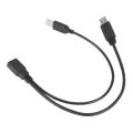 Black USB 3.0 Female to Dual USB Male Y Cable for 2.5 inch Hard Disk. 