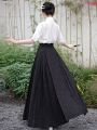 New Chinese Style Jacquard Horse-Face Skirt Improved Hanfu Women's Clothing Summer New Han Elements Daily Long Skirt Suit.