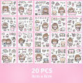 Sweet Journal INS Cute Cartoon Girl Series PET Waterproof Stickers Album Diary Journal Phone Decorative Scrapbooking DIY Sticker. 