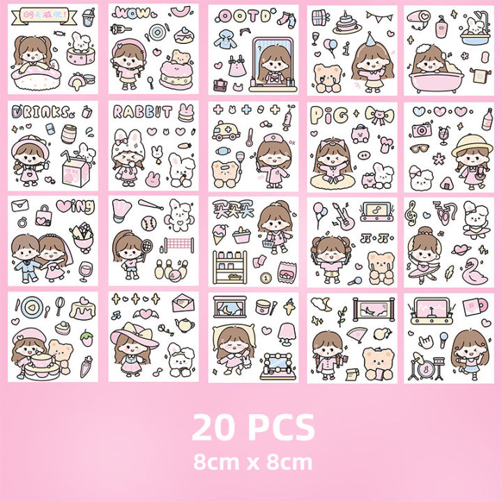 Sweet%20Journal%20INS%20Cute%20Cartoon%20Girl%20Series%20PET%20Waterproof%20Stickers%20Album%20Diary%20Journal%20Phone%20Decorative%20Scrapbooking%20DIY%20Sticker%20-%20Image%202