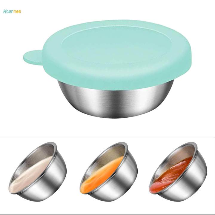 Stainless Steel Sauce Containers with Lids Salad Container for Travel Picnic