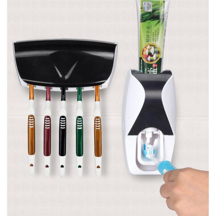 Toothpaste Dispenser Plus Toothbrush Holder Stand Tooth paste Dispenser Stand Tooth brush Holder Bathroom Accessories Washing Glove Bathroom Corner Shelf Bathroom Racks smart watch smartwatch watch Toothpaste Dispenser Toothbrush Holder price